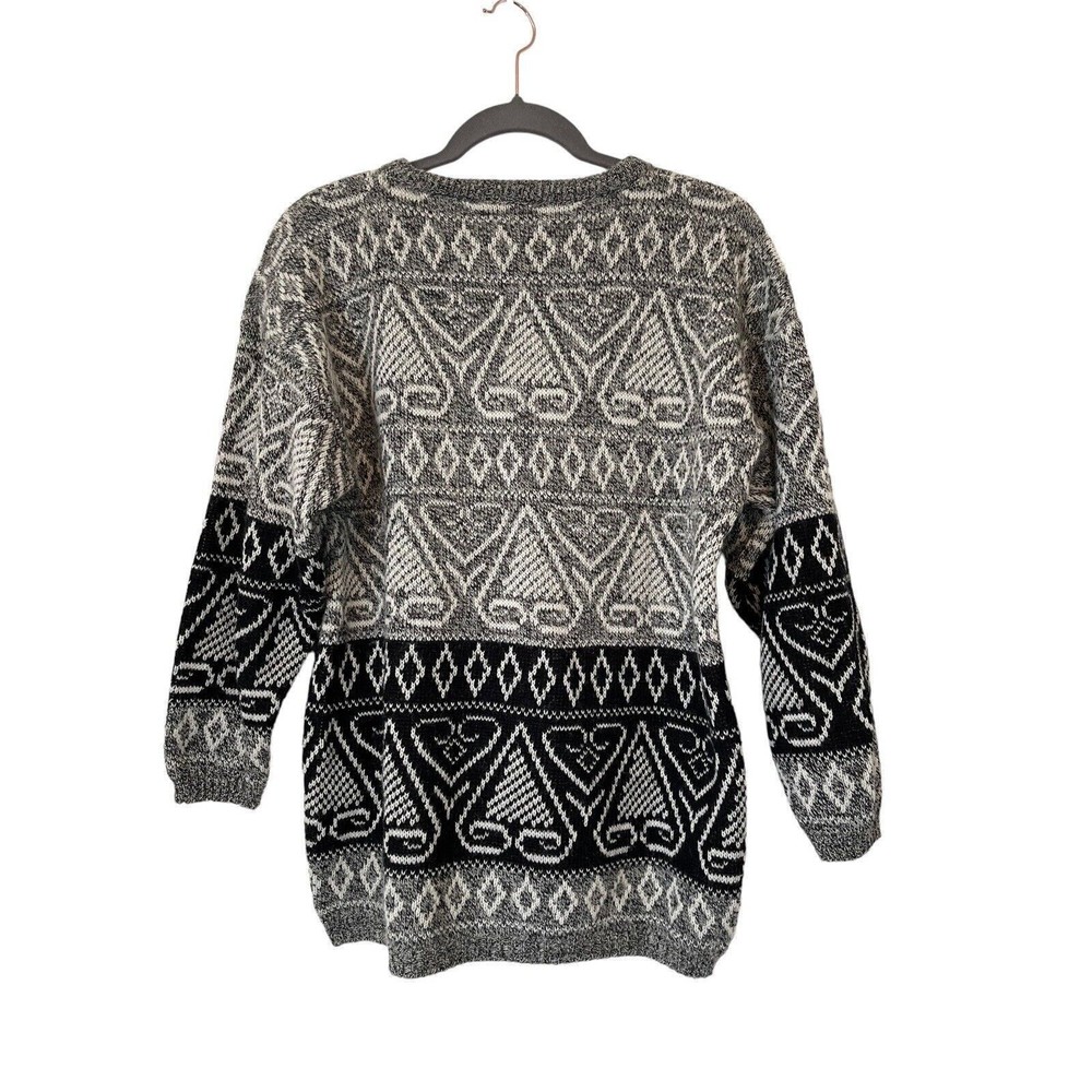Women's Colors By Brooks Sweater Vintage Black Gray Italy Wool‎ Blend Size M - Picture 2 of 7